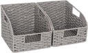 StorageWorks Wicker Baskets for Organizing, Pantry Organizers and Storage, Round Paper Rope Storage Basket for Pantry Shelves, Kitchen Counter, Gray, 2 Pack