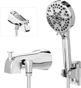 All Metal Tub Faucet with Sprayer, 10 Settings Hand held Shower, Bathtub Faucet with Sprayer Chrome