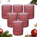 18PCS Plastic Hobnail Drinking Glasses - 14 Oz Burgundy Vintage Glasses Drinkware - Disposable Beaded Cups for Beer, Whiskey, Juice, Cocktail, Wine, Party