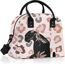 Clastyle Women Lunch Box Bag Flower Large Camping Adult Lunch Tote Insulated Cooler Bag for Office Work Picnic,Brown Leopard
