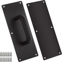 MIVIDE 2 Sets 11.8 Inch Stainess Steel Door Handles, Push Pull Door Handles, Door Push Plate Handles with Screws, Door Pulls Handle for Home Office Public, Black