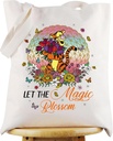 WZMPA Tiger Fans Tote Bag Tiger Lover Gift Let The Magic Blossom Cartoon Reusable Grocery Bag Movie Merchandise