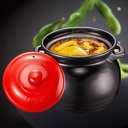 CIRONI Ceramic Cooking Pot, Clay Pot Cooking, Earthenware Pot Hob to Oven Casserole Dish Cooking Pot, Large Handmade Does Not Crack Slow Cooker,black-6L