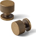 Goo-Ki Vintage Retro Antique Brass Zinc Alloy Cabinet Knob - Single Hole Knurled Decorations Cabinet Pull Hardware for Bedroom, Kitchen, 6 Pack 2214S-GT