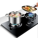 Gas Stove 2 Burners, 4.8KW Energy Concentrated Fire, Black Tempered Glass Cast Iron Pot Holder, with Flameout Protection, Suitable for Home Kitchen(NG)
