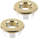 2Pcs Sink Overflow Cover Bathroom Sink Basin Trim Overflow Rings Round Caps Brass Insert In Hole Overflow Drain Cover Bath Tub Drain Ring (Golden)