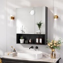 Bathroom Wall Cabinet- 27.6" x 23.6" Mirror Medicine Cabinet, Black Medicine Cabinet, Modern Vanity Mirror with Storage for Bathroom, Bedroom, Kitchen and Laundry Room