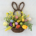 Easter Bunny with Flowers & Eggs Hanging Basket
