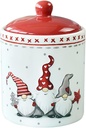 VAKUUM Cookie Jar Christmas Ceramic Cookie Jar Gnome Cookie Jar Candy Holder Winter Holiday Candy Cookie Jar Treat Container with Lid for Christmas Decoration Gnome Cookie Jar/683