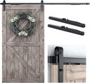 SMARTSTANDARD 8 FT Sliding Barn Door Soft Close Hardware Kit - 5 ft-10 ft, Smoothly and Quietly-Single Door-Invisible Design-Includes Step-by-Step Manual-Fit 48" Door Panel (J Shape)