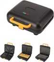 3-In-1 Waffle Maker, Sandwich Maker, Panini Maker, Household Electric Breakfast Maker with Interchangeable Plates