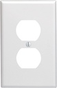 Leviton 1-Gang Duplex Device Receptacle Wallplate, Midway Size, Thermoset, Device Mount, 80503-W, White
