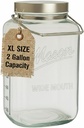kitchentoolz Large 2 Gallon Glass Mason Jar with Big Airtight Metal Lid and Carry Handle – Wide Mouth Square Container with Measurements for Dry Goods, Bulk Storage, and Food Prep