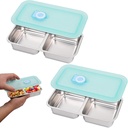 Grab and Go Snack Containers – Stainless Steel Bento Box with Leak-Proof Lid – Reusable Food Storage for Fruits, Sauces, Dips – Compact Containers with Lids (2PCS)
