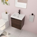 18" Bathroom Vanity with Sink, 18 Inch Floating Bathroom Vanity for Small Space, Modern Bathroom Vanity, Brown Wall Mounted Cabinet Set