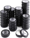 Foraineam 30 Pack 4 Ounce Round Tins Screw Lids Tin Cans with Clear Window Matte Black Metal Spice Containers Aluminum Travel Storage Jars for Kitchen, Office, Gifts, Candies