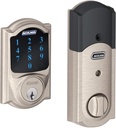 Schlage BE469ZPVCAM619 Satin Nickel Connect Camelot Touchscreen with Built-in Alarm & Z-Wave