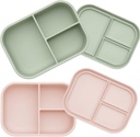 Ali+Oli Leak-Proof Bento Box Bundle (Pink & Green), BPA-Free, Food Grade Silicone, Perfect Lunch Boxes for Kids, Ideal for School, Travel, and Picnics