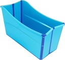 Foldable Bath Tub, 34 Inch Freestanding Thickened Plastic Blue Collapsible Soaking tub, Rectangle Water Bathtub Bucket for RVs, Showers, Hotels,Backyards, Bathrooms
