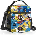 Clastyle Monster Insulated Kids Lunch Bag Large Thermal Cooler Bag for Boy Picnic School Lunch Box Tote,Blue Comic