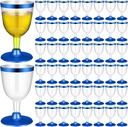 100 Pcs Blue Rimmed Cups Plastic Wine Glasses Disposable Champagne Flutes 6 oz Wine Cups Clear Toasting Glasses Mini Stemware for Wedding Bridal Shower Bachelorette Party