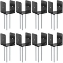 SPACEEUP 4x4 Concrete Post Base Anchor 8 Pcs, Deck Post Base Holder Ground Spike for Concrete, Decking Post Brackets for Pavilion Porch Handrail Railing, Heavy Duty Black Powder Coated