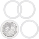 6 Cups Coffee Gasket for Bialetti Moka Aluminium Stove Top Coffee Maker Pots Express - 4 Gasket and 1 Stainless Filter (5pc)