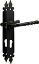 Amig - Set of Door Handles Mod. 106PB | 270 x 36 mm | Zamak Steel Plate Lever | Black Finish | Includes Euro Profile Key Escutcheon | 8mm Square | Hand Forged Rustic Style