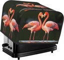 4 Slice Toaster Cover with Two Pockets for Storing knife Super Soft Appliance Covers Pink Flamingos Kiss in The Lake Dust Cover for Kitchen Small Oven-Cover Kitchen Bread Machine Protector Covers