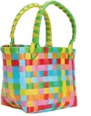 Cabilock Rattan Grocery Basket plastic woven beach tote rattan grocery handle bag straw handle bag Beach Toy Storage