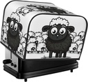 4 Slice Toaster Cover with Pocket Universal Size Toasters Dusts Covers Cartoon Black White Sheep Bread Machine Cover & Protection Bread Machine Protector Small Kitchen Appliance Covers