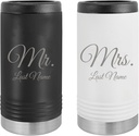 Mr and Mrs Can Custom Personalized Hard Seltzers Cooler Stainless Steel Laser Engraved Insulated Slim Newlyweds Couples Wedding Hard Sided Beverage Holder 12 oz