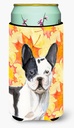 Caroline's Treasures BB9512TBC Black White French Bulldog Fall Tall Boy Hugger Can Cooler Sleeve Hugger Machine Washable Drink Sleeve Hugger Collapsible Insulator Beverage Insulated Holder