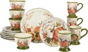 Harvest Morning 16-Piece Ceramic Dinnerware Set, Service for 4 – Celebrate autumn with vibrant pumpkins and florals, perfect for cozy family meals, Thanksgiving gatherings, and fall entertaining