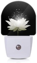 Magic White Lotus Flower Night Lights Plug into Wall for Girls Boys Room,Night Light LED Lamp Dusk to Dawn Sensor Round Lamp for Bedroom Bathroom Hallway Home Wall Decor