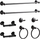 BGL Bathroom Hardware Set Matte Black Adjustable Expandable Bath Towel Bars Bathroom Accessory Set Towel Racks 8-Pieces Wall Mount
