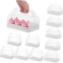 Cabilock 10Pcs Box Clear Cake Box with Handle Transparent Bakery Containers for Cupcake and Cake Packing for Weddings and Birthdays Includes