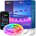 Lepro S1 AI LED Strip Lights for Christmas Decorations, 16.4ft Smart RGB Light Strips with IC and Rainbow Chasing Effects, Personalized Al Lighting Designer, No Remote, 2.4GHz Wi-Fi & Bluetooth