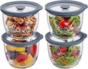 Glass Meal Prep Bowls Set - Leakproof Lids, Microwave & Dishwasher Safe 13 oz (4-Pack) Perfect for Meal Prepping, Portion Control, and On-the-Go Lunches BPA-Free