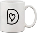 Style In Print D Love Hearts Initial Monogram Personalized Letter D Ceramic Mug Coffe Cup Holiday Christmas Hanukkah Gift For Men & Women