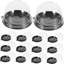 BESTYASH 50pcs Mini Cake Boxes with Black Base Transparent Moon Cake Holders Individual Cupcake Containers for Bakery Shops and Desserts Storage