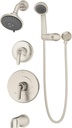 Symmons 5506-STN-1.5-TRM Elm 2-Handle Tub and 5-Spray Shower Trim with 3-Spray Hand Shower in Satin Nickel (Valves Not Included)