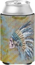 Caroline's Treasures BB5128CC Day of The Dead Indian Chief Skull Can or Bottle Hugger Cooler Washable Drink Sleeve Collapsible Beverage Insulated Holder, Can Hugger, Multicolor