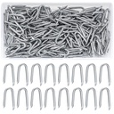 250 Pcs Steel Wire Fencing Staples, Wire Staples, Galvanized Steel Fence Staple Nails, Heavy Duty U-Shaped Fasteners Nails for Woven Wires Mesh Fencing