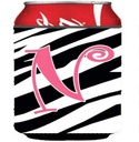 Caroline's Treasures CJ1037-NCC Letter N Initial Zebra Stripe and Pink Can or Bottle Hugger Cooler Washable Drink Sleeve Collapsible Beverage Insulated Holder, Can Hugger, Multicolor