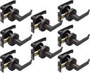 Passage Lever Door Handle Slim Square Non-Locking Lever Set [for Hallway or Closet Doors] Reversible for Right & Left Sided Doors Heavy Duty Oil Rubbed Bronze