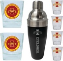 R and R Imports Iowa State Cyclones Officially Licensed Collegiate Barware Set – 7-Piece Cocktail & Whiskey Glass Gift Pack