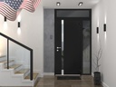 VDOMDOORS Front Exterior Prehung Steel Door/Cynex 6777 Black/Stainless Inserts Single Modern Painted-W36 x H80-Right-hand Outswing