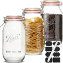 64oz Wide Mouth Mason Jars (3 Pack) – Reusable Airtight Glass Storage Jars with Hinged Lids, BPA-Free, Dishwasher Safe, Perfect for Canning, Pickling, Coffee & Fermenting