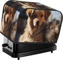 Cats And Dogs 2 Slice Toaster Covers Bread Machine Cover Quilted Dustproof Fingerprint Protectors Small Washable Appliance Cover Bread Maker Dust Protection Universal Size